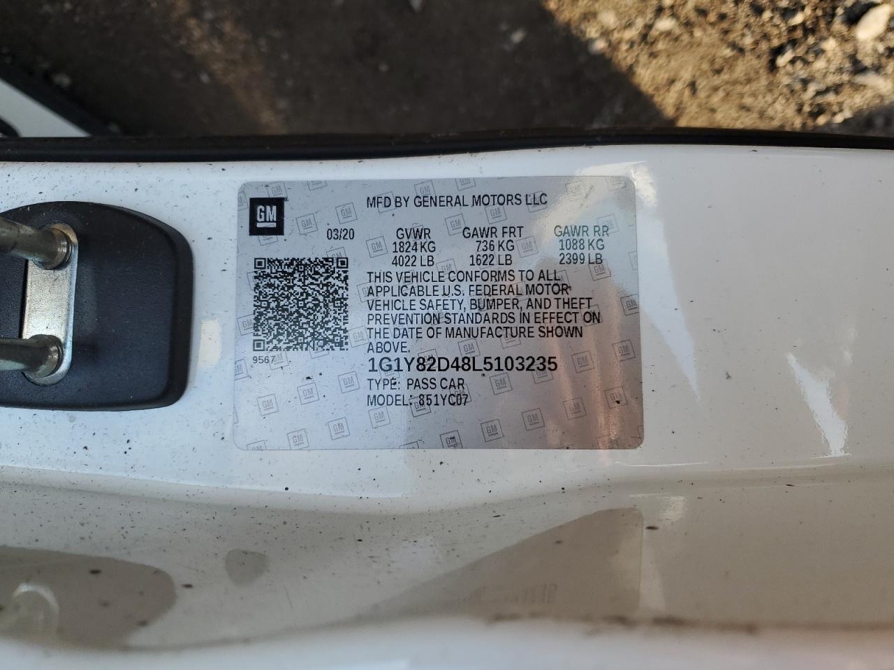 2020 Chevrolet Corvette Stingray 3Lt VIN: 1G1Y82D48L5103235 Lot: 93442745