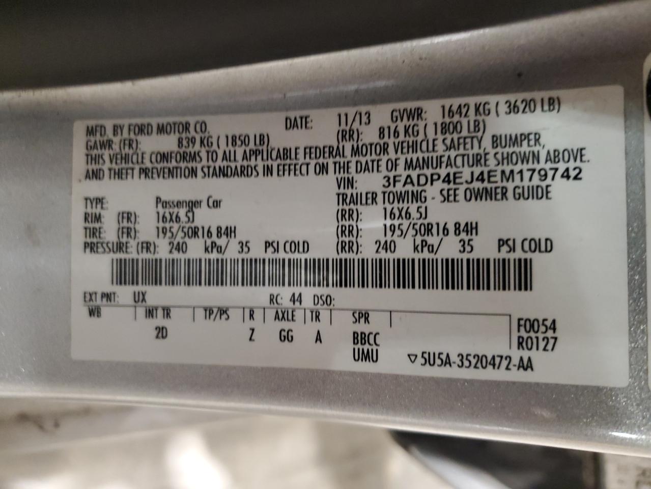 2014 Ford Fiesta Se VIN: 3FADP4EJ4EM179742 Lot: 90696665