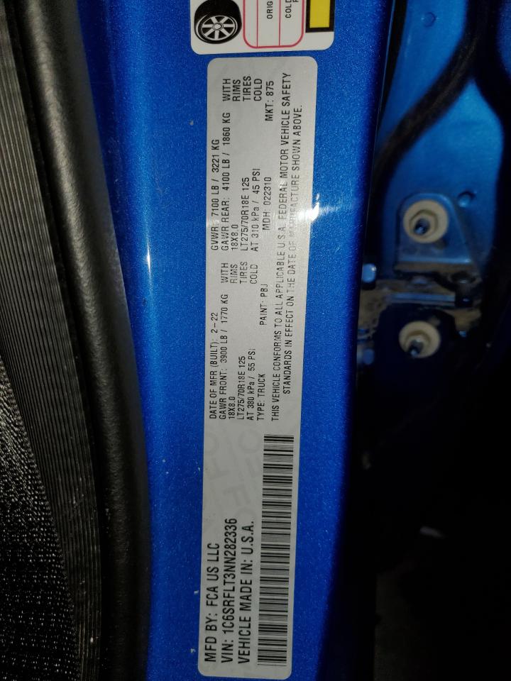 2022 Ram 1500 Rebel VIN: 1C6SRFLT3NN282336 Lot: 93710655