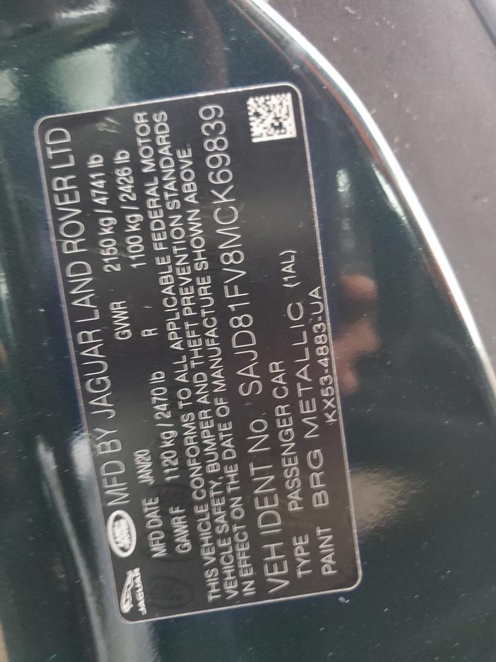 2021 Jaguar F-Type R Dynamic VIN: SAJD81FV8MCK69839 Lot: 93628735