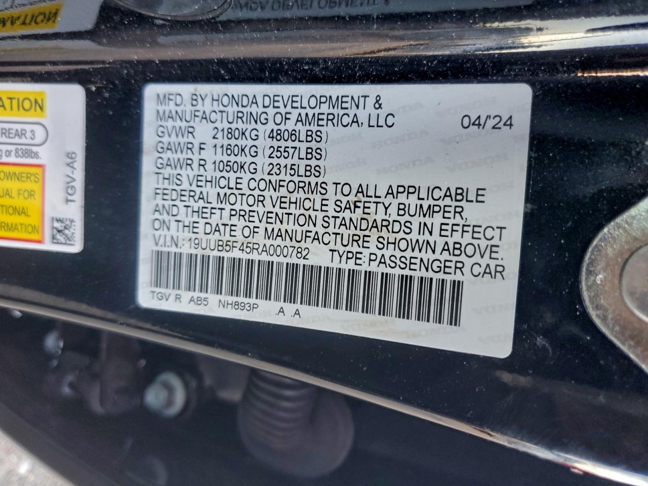 2024 Acura Tlx Technology VIN: 19UUB5F45RA000782 Lot: 94148315