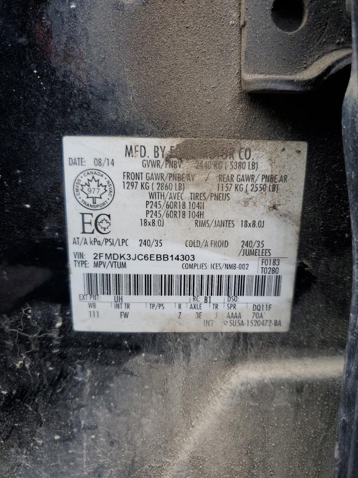 2014 Ford Edge Sel VIN: 2FMDK3JC6EBB14303 Lot: 90908565