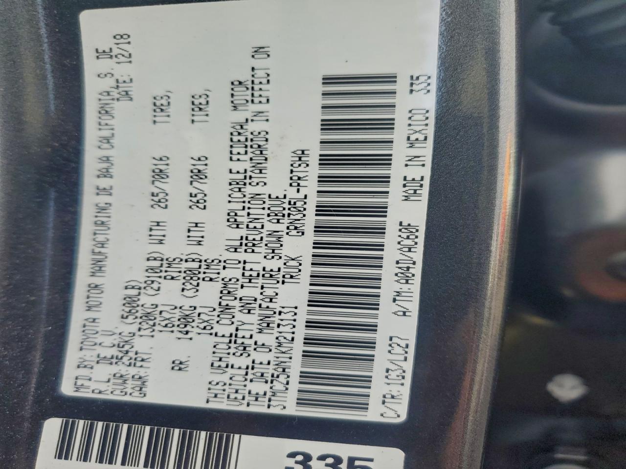 2019 Toyota Tacoma Double Cab VIN: 3TMCZ5AN1KM213131 Lot: 93775175