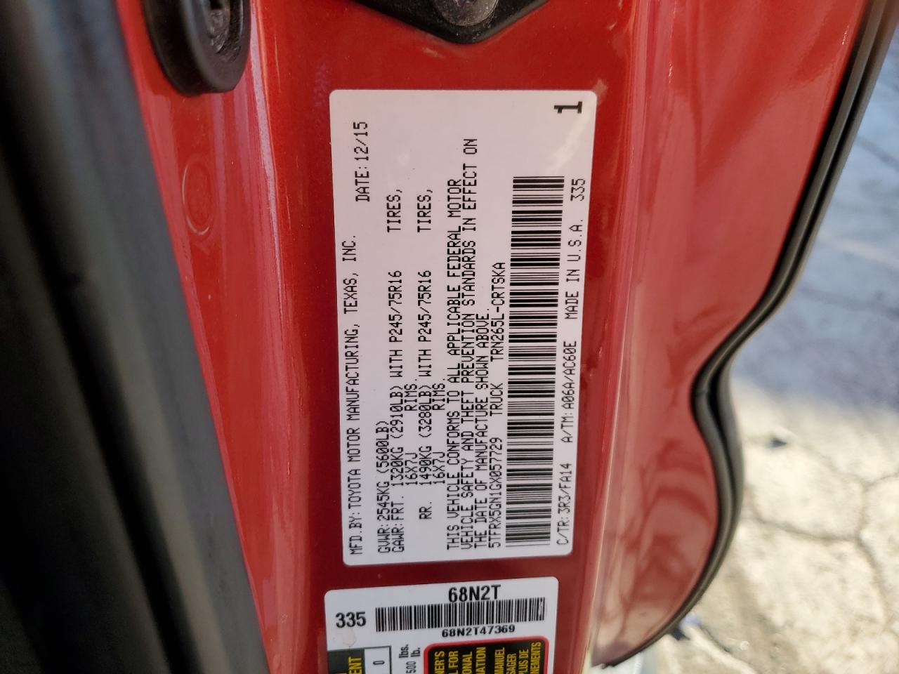 2016 Toyota Tacoma Access Cab VIN: 5TFRX5GN1GX057729 Lot: 91604115