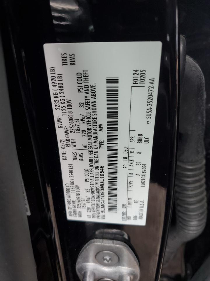 2021 Lincoln Corsair VIN: 5LMCJ1D93MUL10546 Lot: 92226895