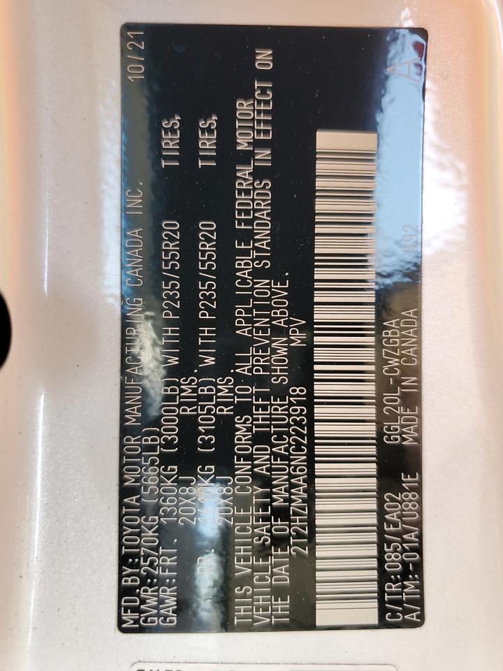 2022 Lexus Rx 350 VIN: 2T2HZMAA6NC223918 Lot: 93338965