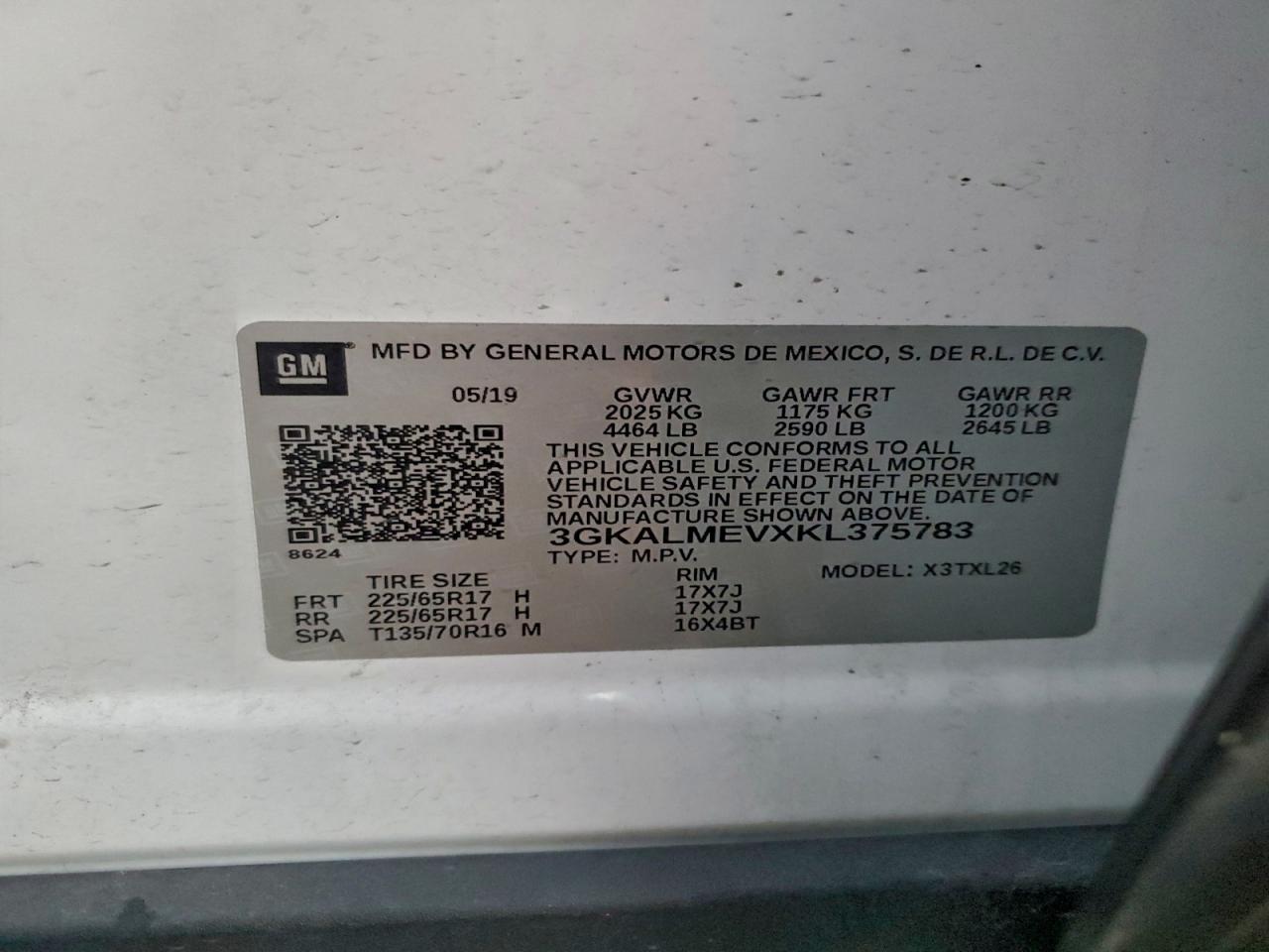 2019 GMC Terrain Sle VIN: 3GKALMEVXKL375783 Lot: 93093715