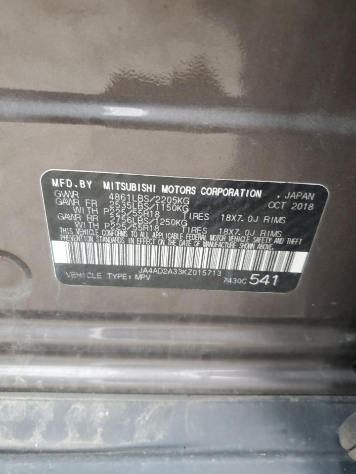 2019 Mitsubishi Outlander Es VIN: JA4AD2A33KZ015713 Lot: 92629365