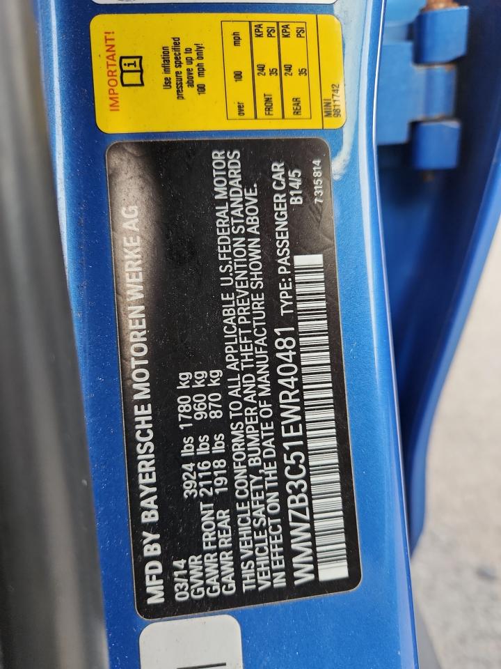 2014 Mini Cooper Countryman VIN: WMWZB3C51EWR40481 Lot: 93923675