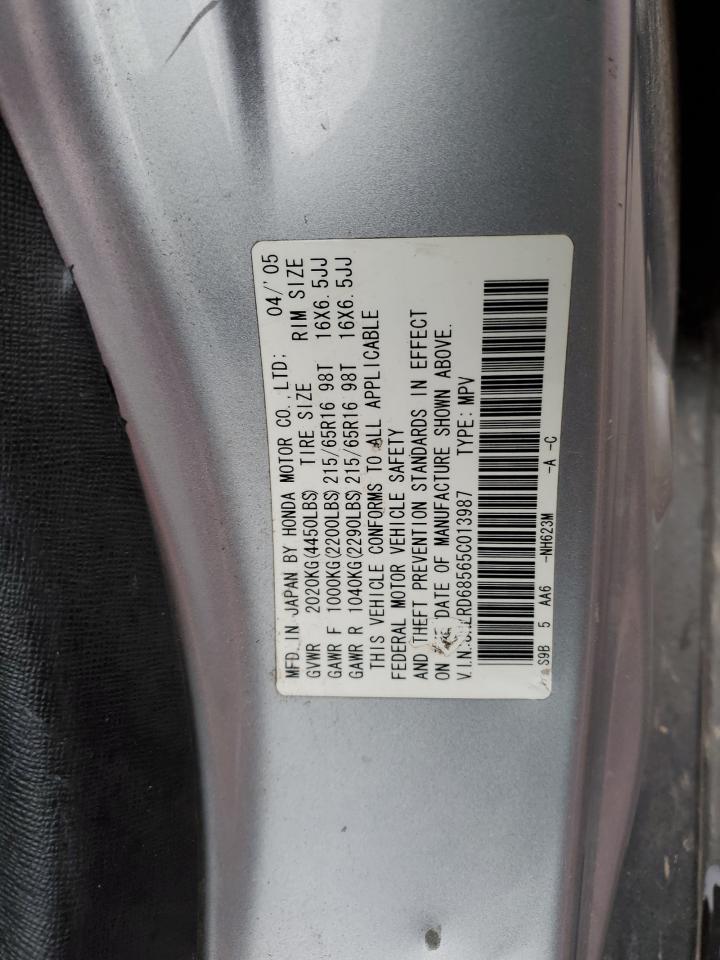 2005 Honda Cr-V Lx VIN: JHLRD68565C013987 Lot: 93139445