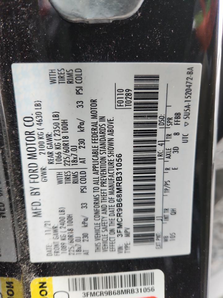 2021 Ford Bronco Sport Big Bend VIN: 3FMCR9B68MRB31056 Lot: 93144795