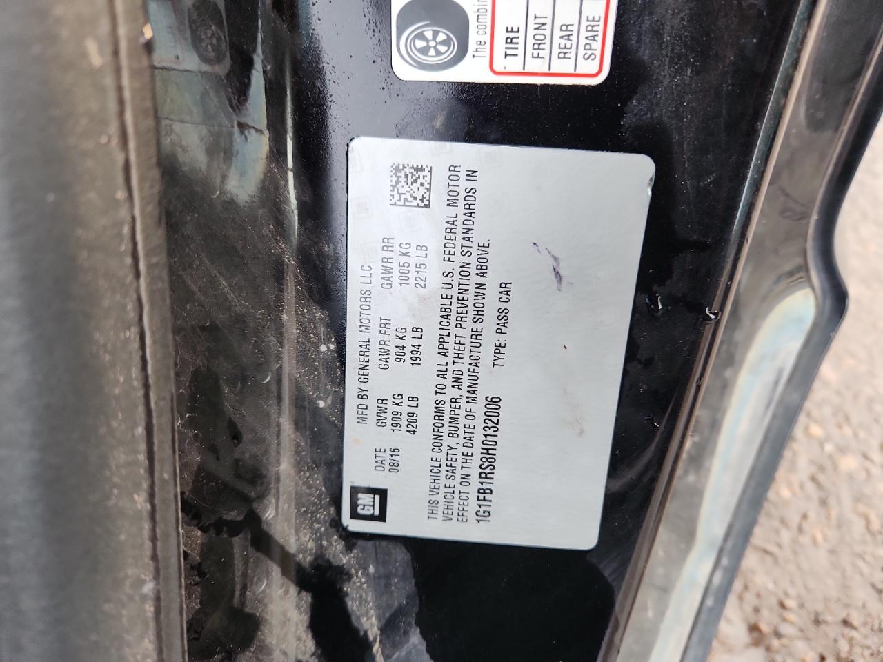 2017 Chevrolet Camaro Lt VIN: 1G1FB1RS8H0132006 Lot: 92111025