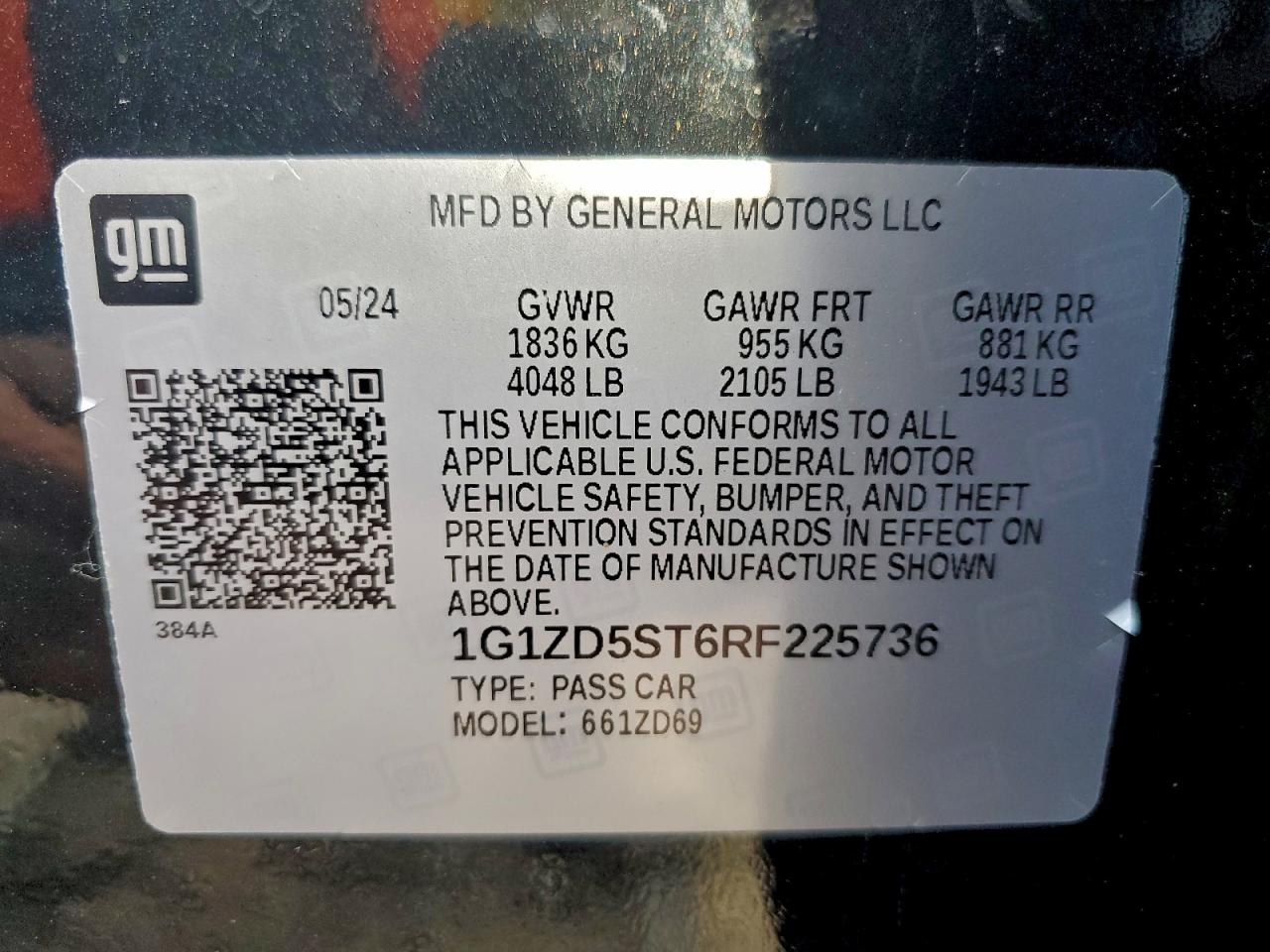 2024 Chevrolet Malibu Lt VIN: 1G1ZD5ST6RF225736 Lot: 94716845