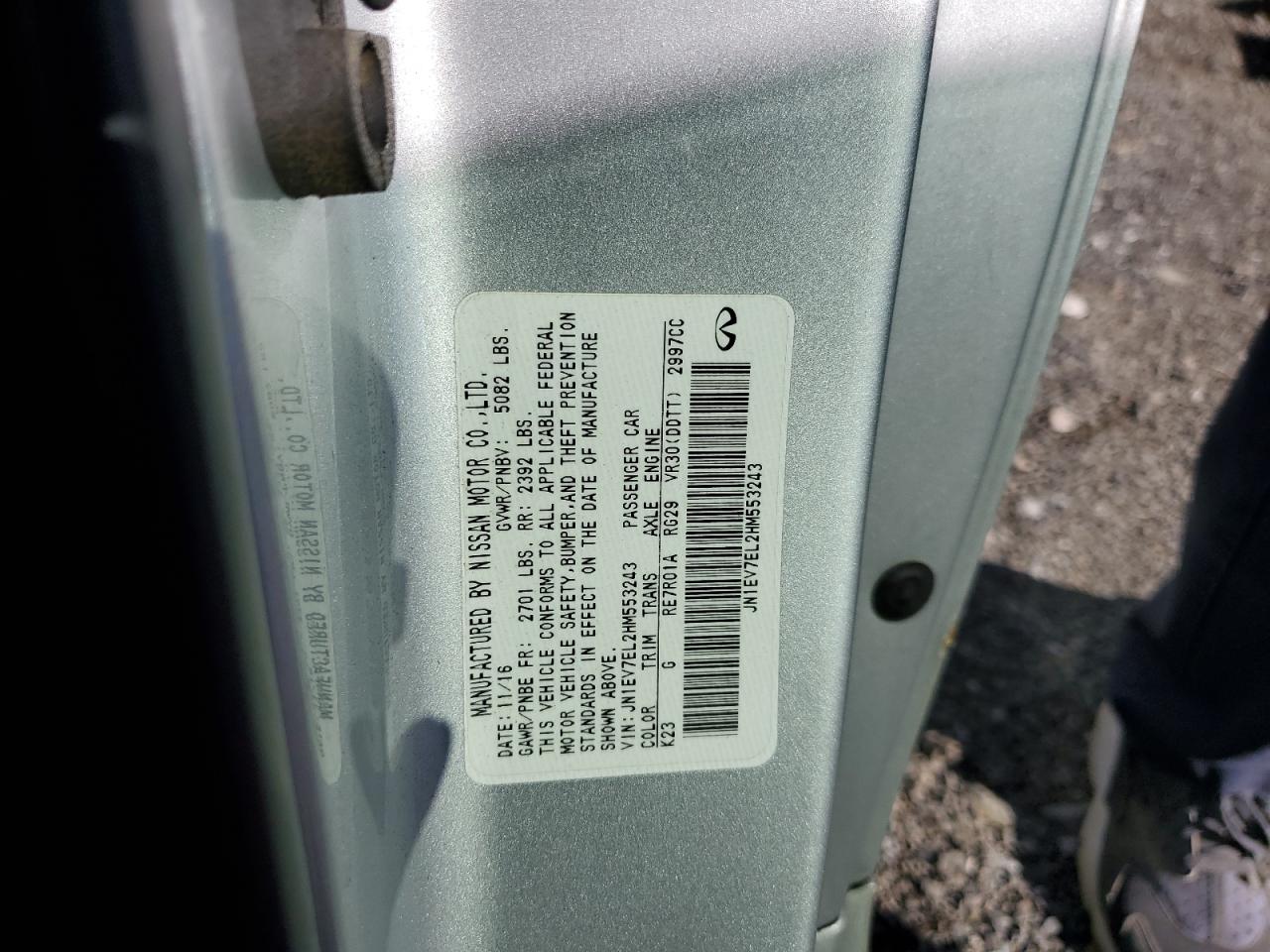 2017 Infiniti Q60 Premium VIN: JN1EV7EL2HM553243 Lot: 90440835