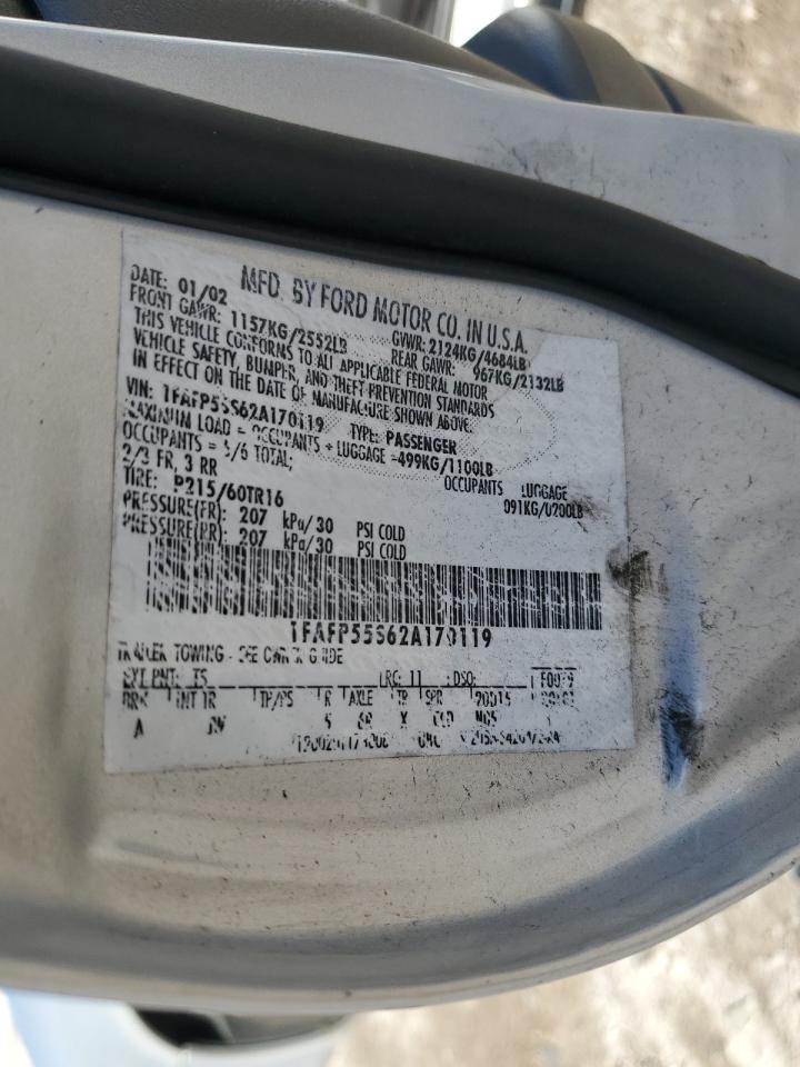 2002 Ford Taurus Ses VIN: 1FAFP55S62A170119 Lot: 93236175