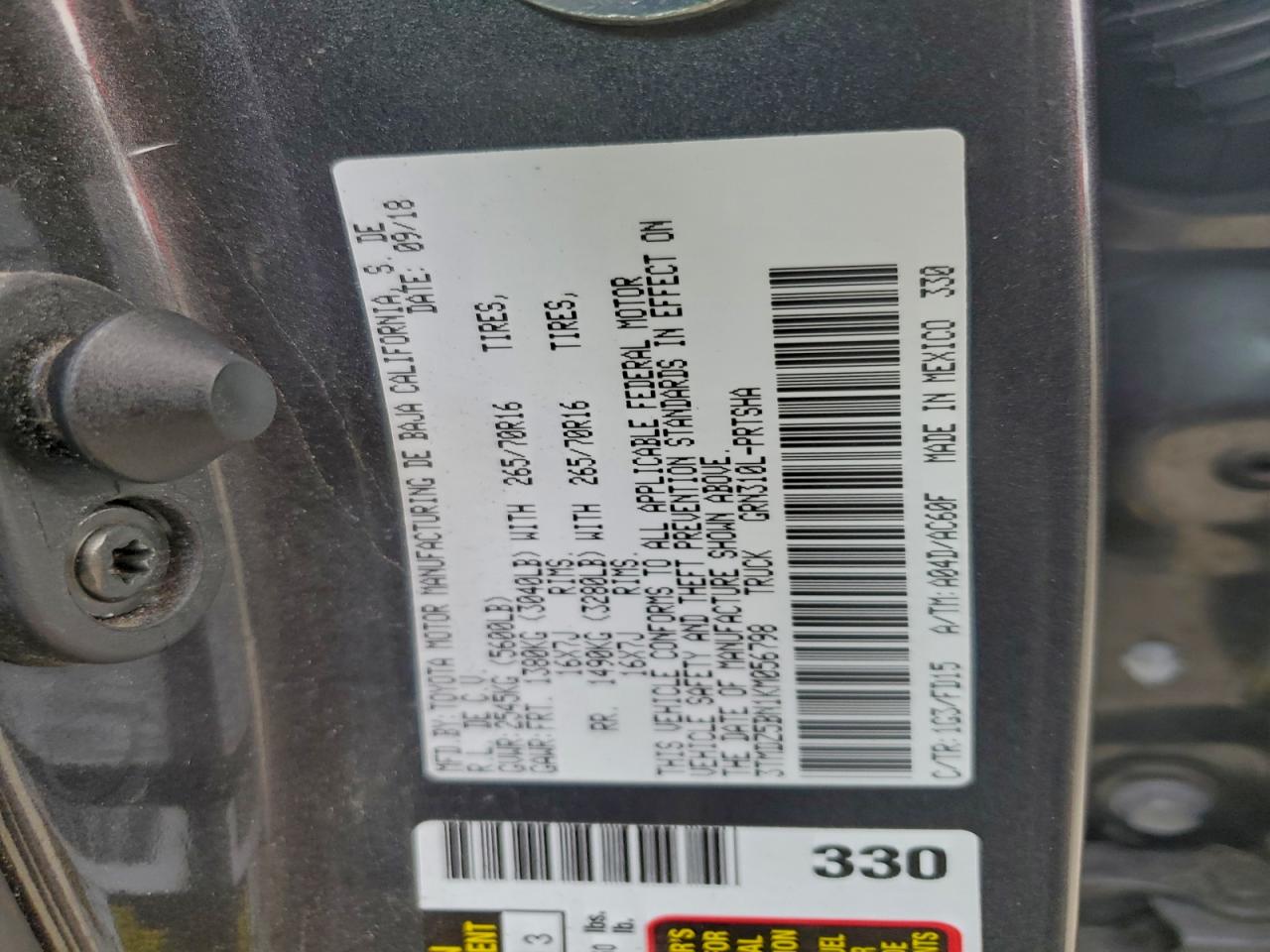 2019 Toyota Tacoma Double Cab VIN: 3TMDZ5BN1KM056798 Lot: 93974855