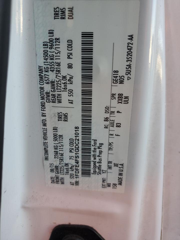 2016 Ford Econoline E450 Super Duty Cutaway Van VIN: 1FDFE4FS1GDC21018 Lot: 90432415