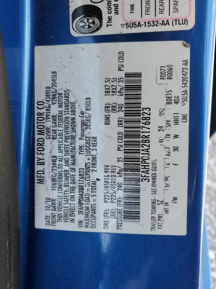 2011 Ford Fusion Sel VIN: 3FAHP0JA2BR176823 Lot: 92266505