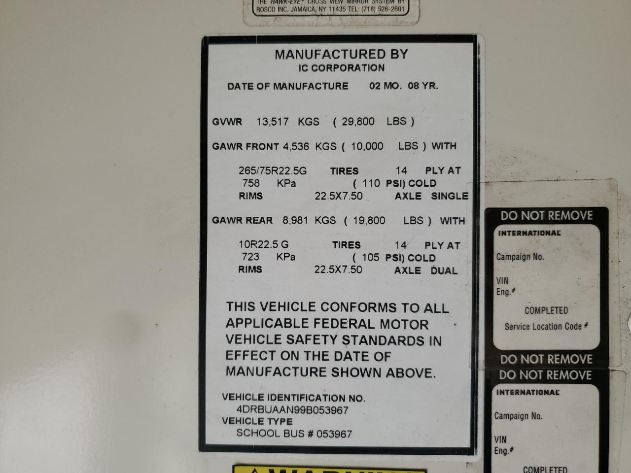 2009 Ic Corporation 3000 Ce VIN: 4DRBUAAN99B053967 Lot: 91493915