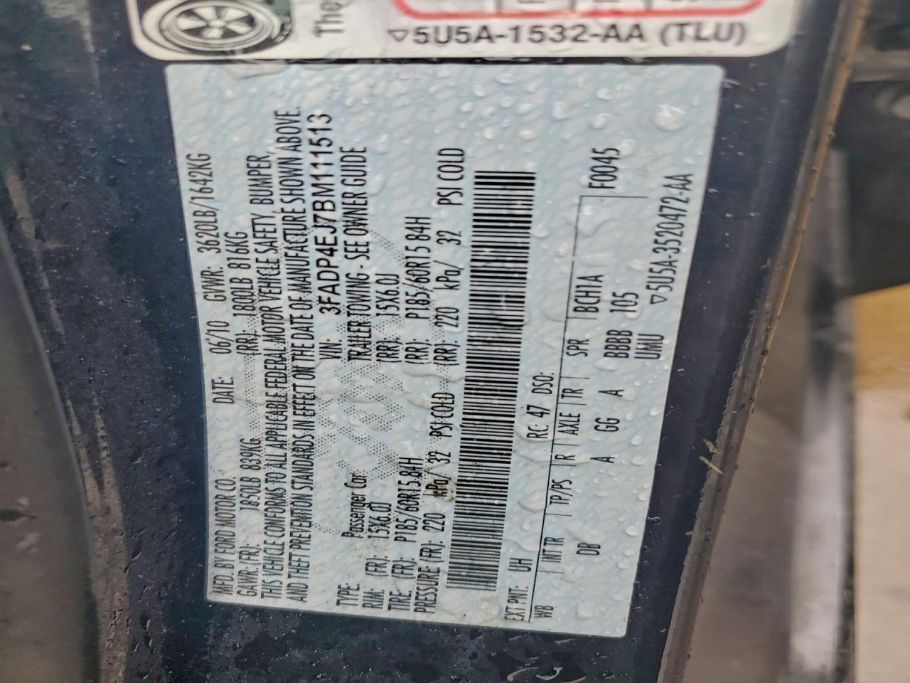 2011 Ford Fiesta Se VIN: 3FADP4EJ7BM111513 Lot: 93755365