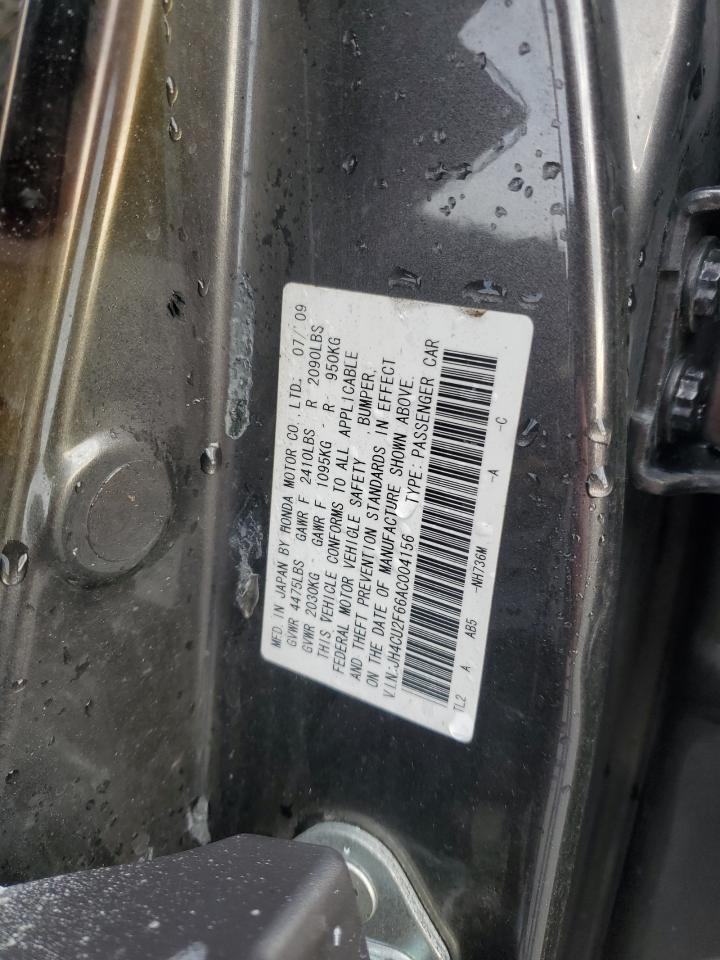 2010 Acura Tsx VIN: JH4CU2F66AC004156 Lot: 93824685