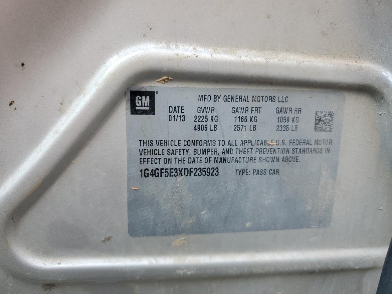 2013 Buick Lacrosse Premium VIN: 1G4GF5E3XDF235923 Lot: 90517875
