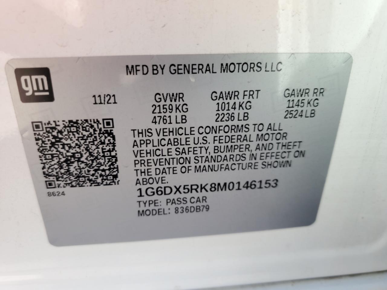 2021 Cadillac Ct5 Luxury VIN: 1G6DX5RK8M0146153 Lot: 92993025