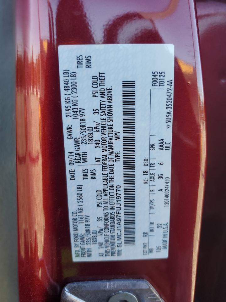 2015 Lincoln Mkc VIN: 5LMCJ1A97FUJ19770 Lot: 91302525