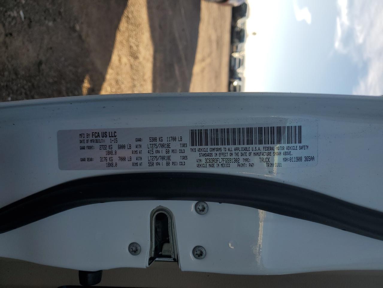 2015 Ram 3500 Longhorn VIN: 3C63R3FL7FG591302 Lot: 90465725