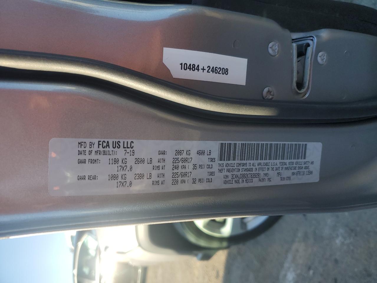 2019 Jeep Compass Latitude VIN: 3C4NJDBB2KT839291 Lot: 91890625