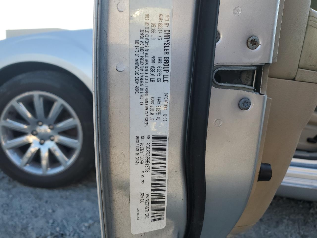 2011 Chrysler 300 Limited VIN: 2C3CA5CG0BH613738 Lot: 93618945