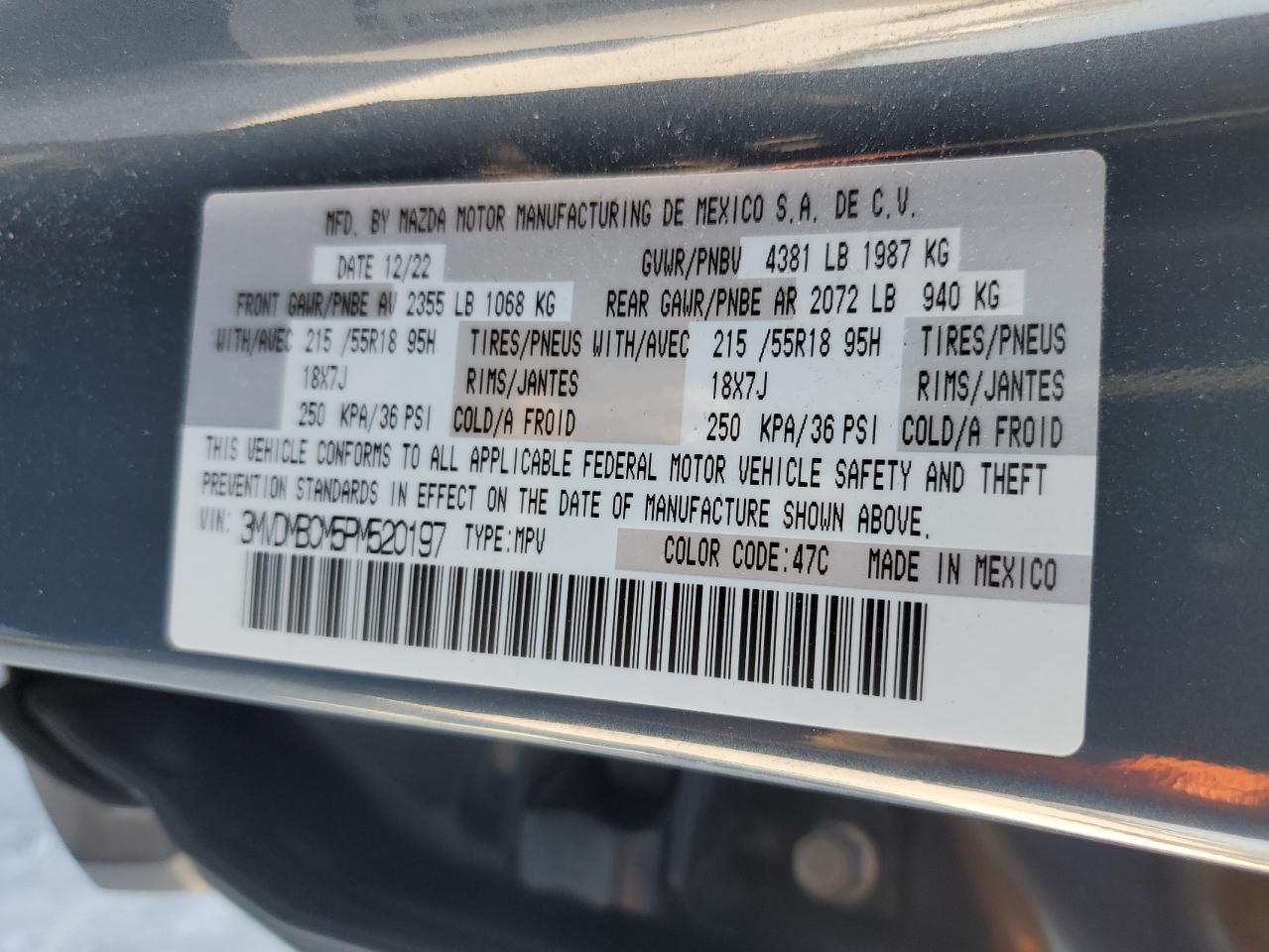 2023 Mazda Cx-30 Preferred VIN: 3MVDMBCM5PM520197 Lot: 92030885