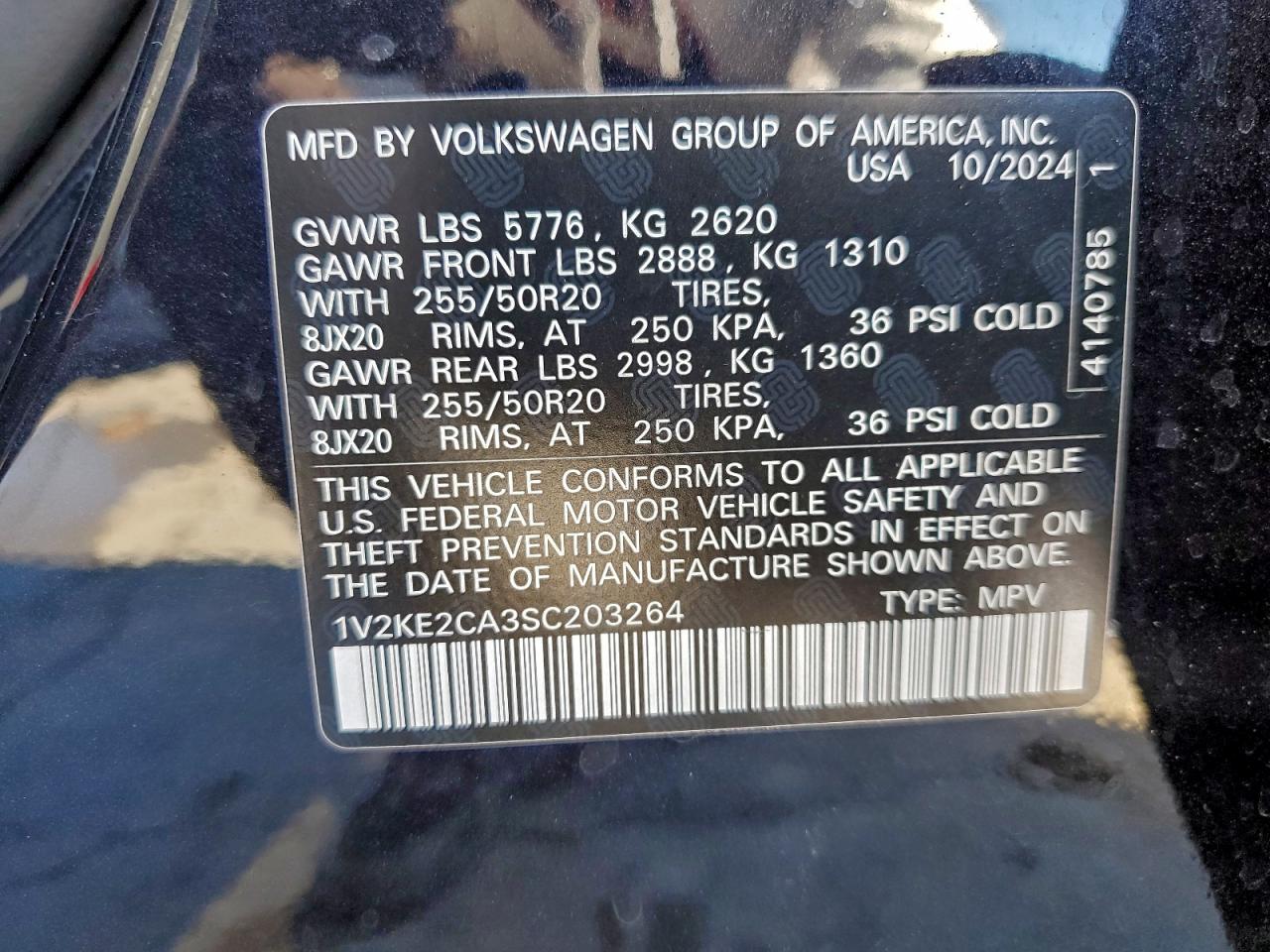 2025 Volkswagen Atlas Cross Sport Se VIN: 1V2KE2CA3SC203264 Lot: 93467725