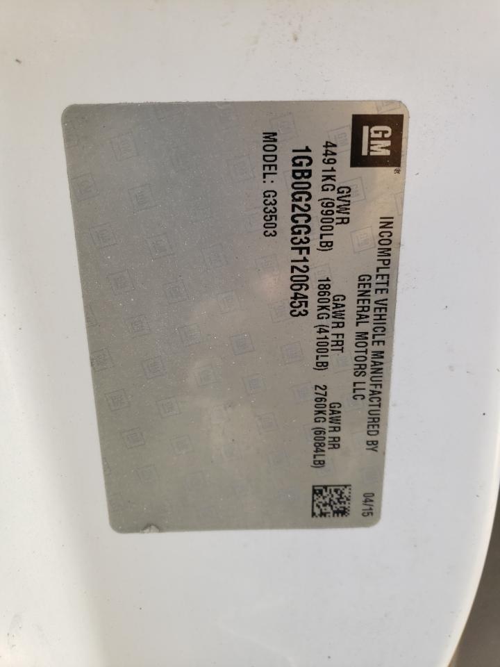 2015 Chevrolet Express G3500 VIN: 1GB0G2CG3F1206453 Lot: 92687455