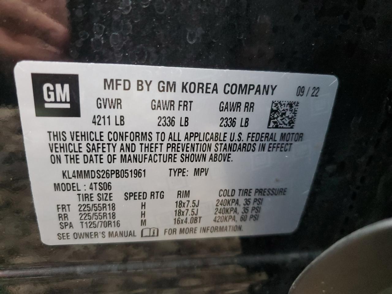 2023 Buick Encore Gx Select VIN: KL4MMDS26PB051961 Lot: 93018855