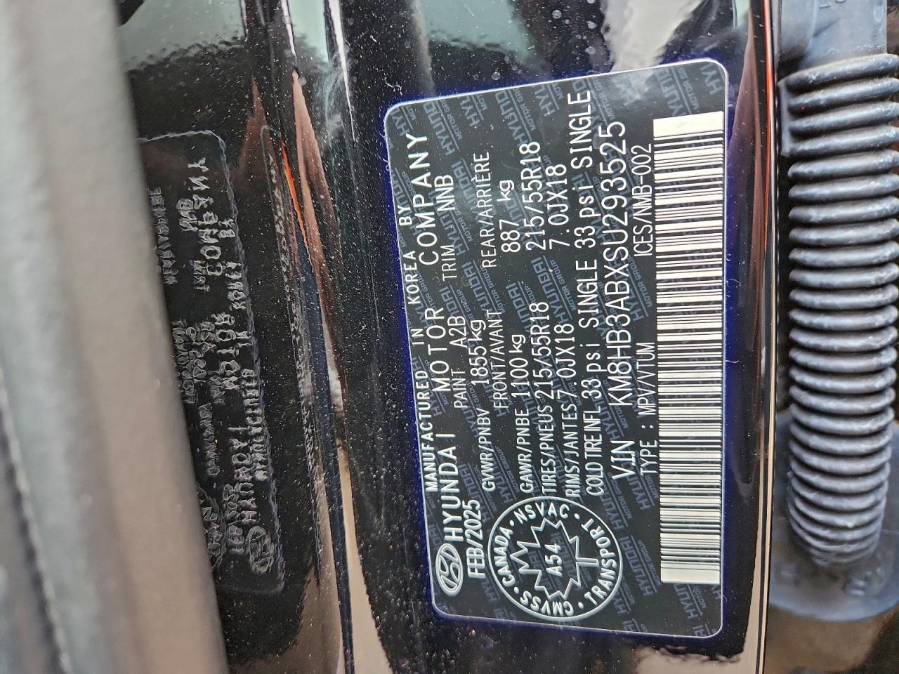 2025 Hyundai Kona Sel VIN: KM8HB3ABXSU293525 Lot: 94459245