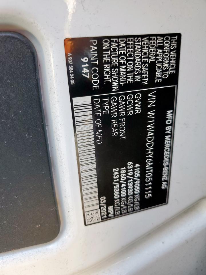 2021 Mercedes-Benz Sprinter 2500 VIN: W1W4DDHY6MT051115 Lot: 91581595