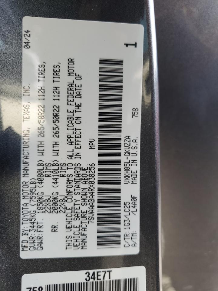 2024 Toyota Sequoia Sr5 VIN: 7SVAAABA4RX038256 Lot: 93043065