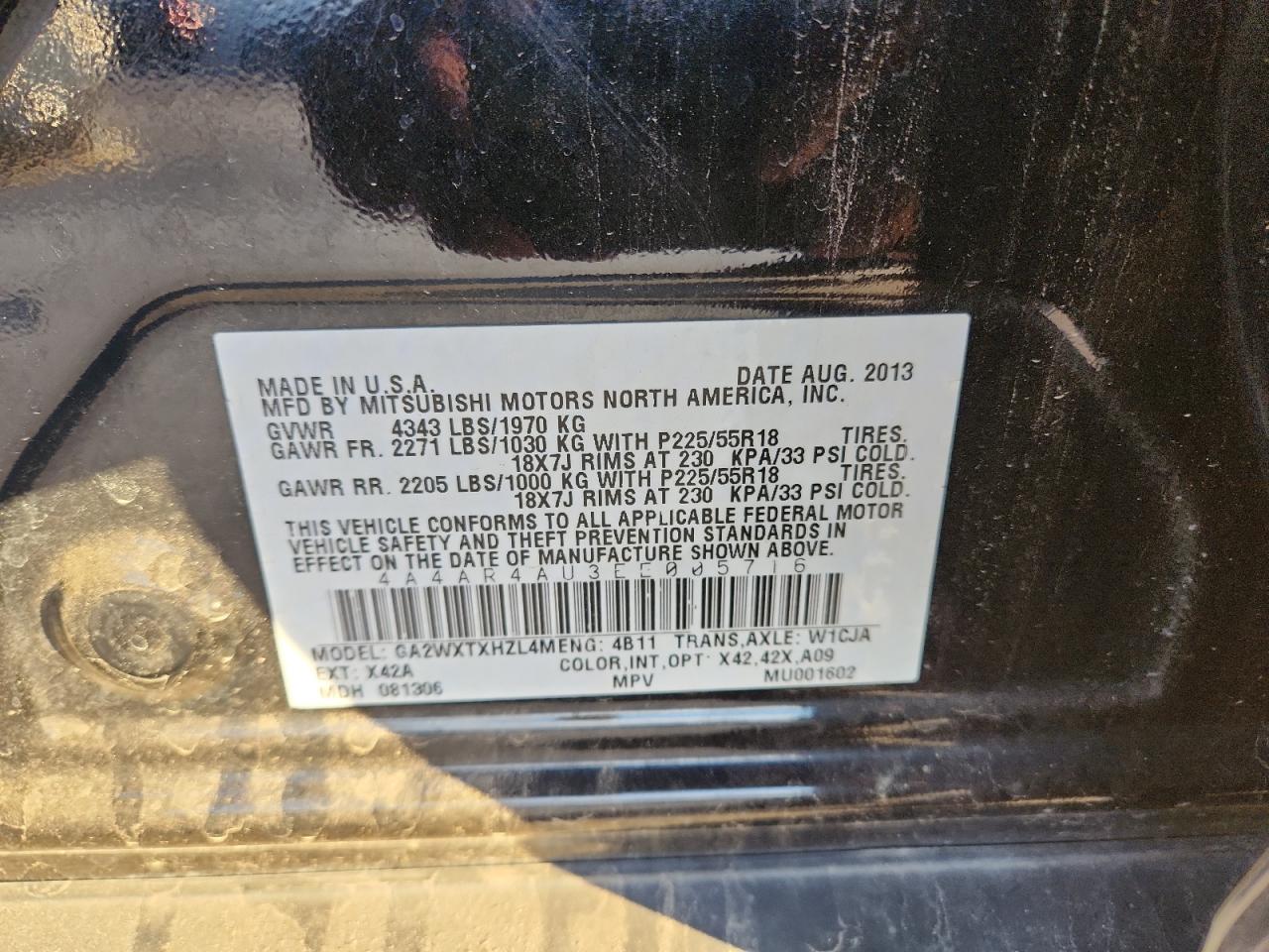 2014 Mitsubishi Outlander Sport Se VIN: 4A4AR4AU3EE005716 Lot: 91849605