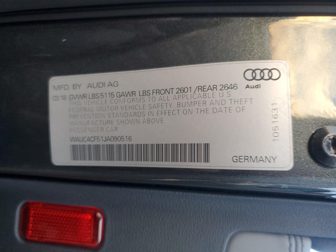 2018 Audi S5 Prestige VIN: WAUC4CF51JA090516 Lot: 93435745