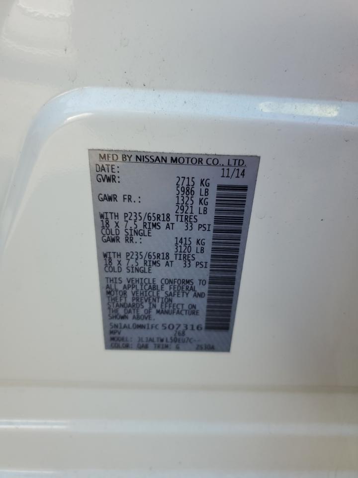 2015 Infiniti Qx60 VIN: 5N1AL0MN1FC507316 Lot: 92818585