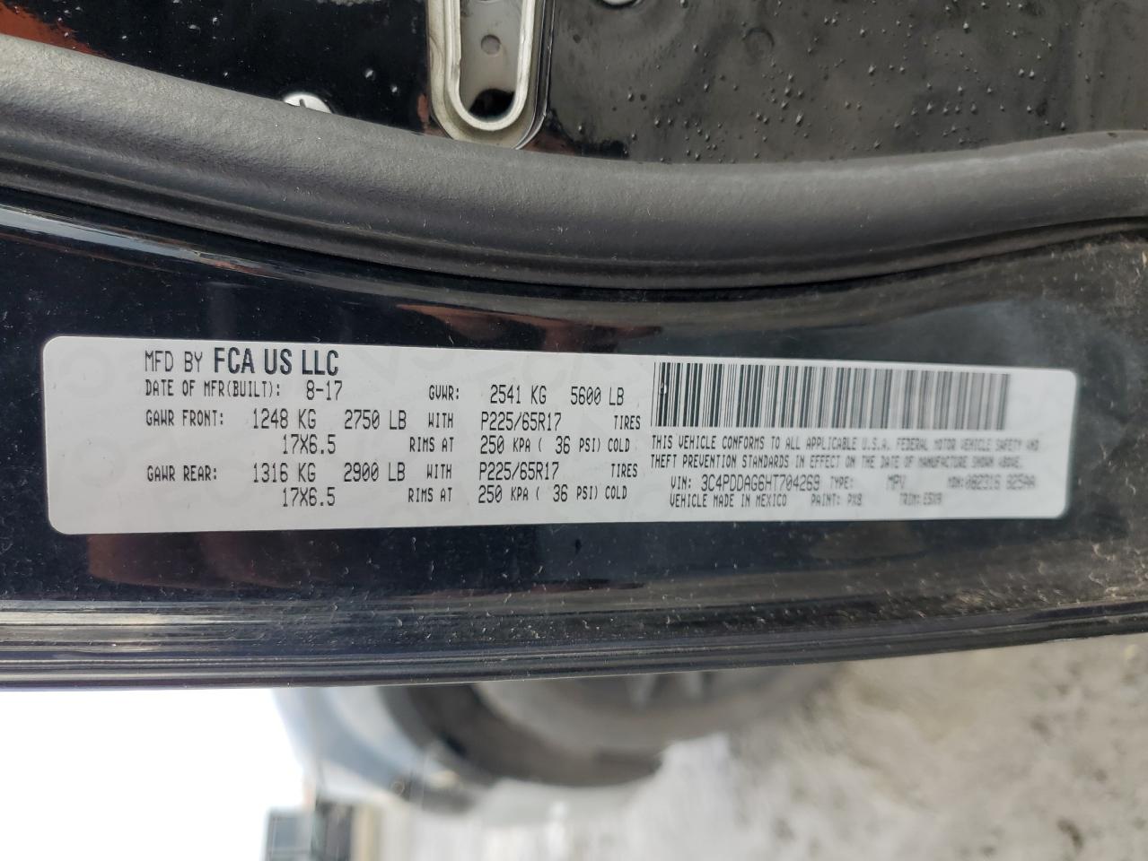 2017 Dodge Journey Se VIN: 3C4PDDAG6HT704269 Lot: 91142395