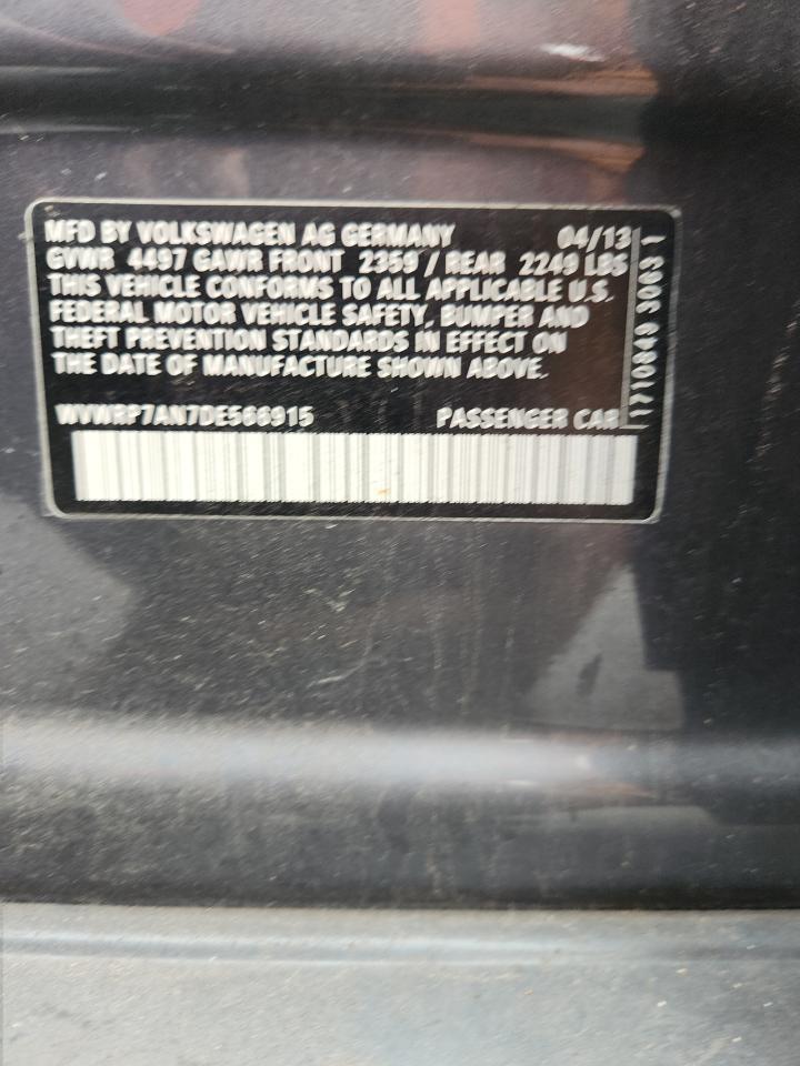 2013 Volkswagen Cc Luxury VIN: WVWRP7AN7DE566915 Lot: 91572835