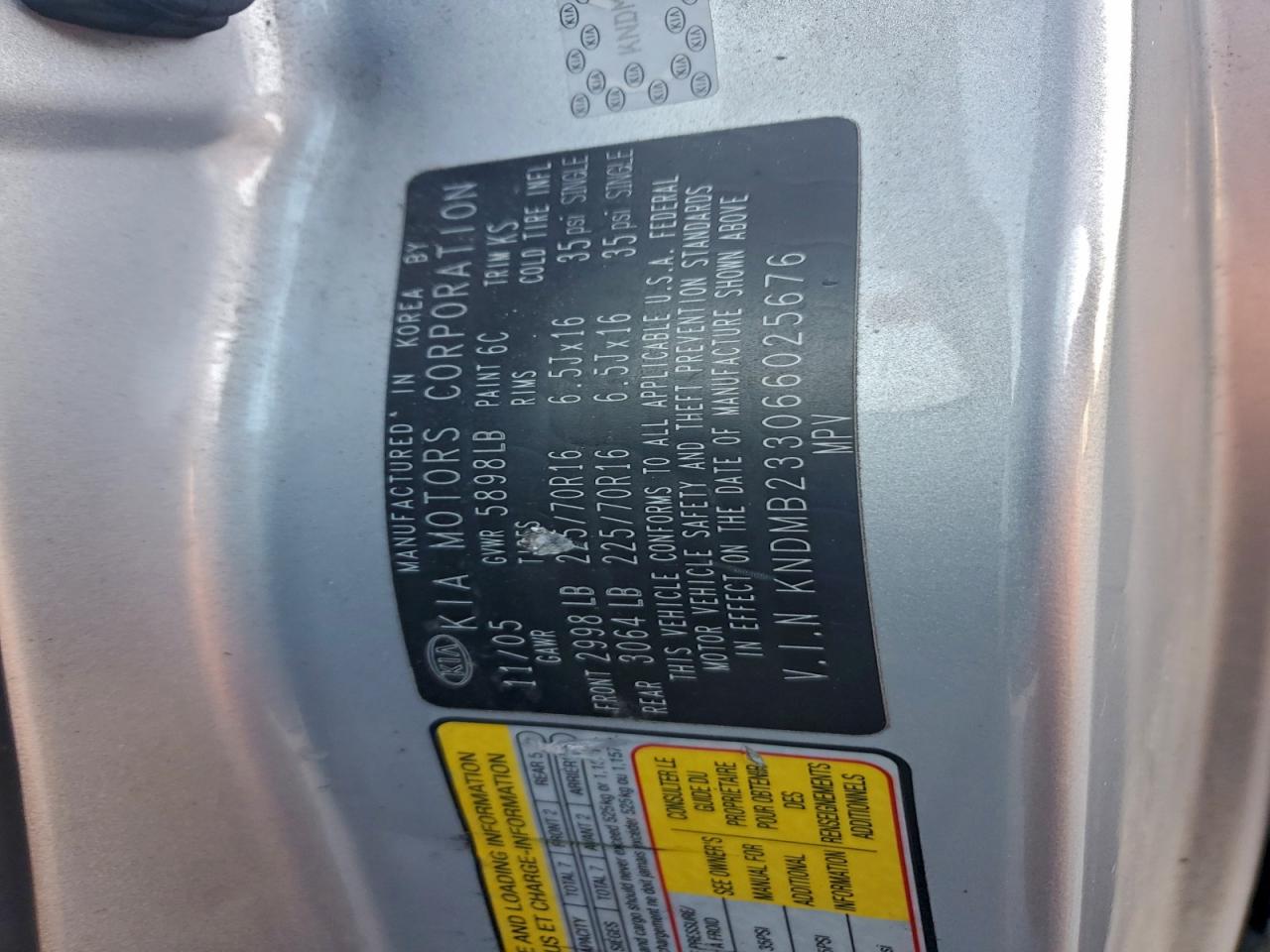 2006 Kia Sedona Ex VIN: KNDMB233066025676 Lot: 94430705