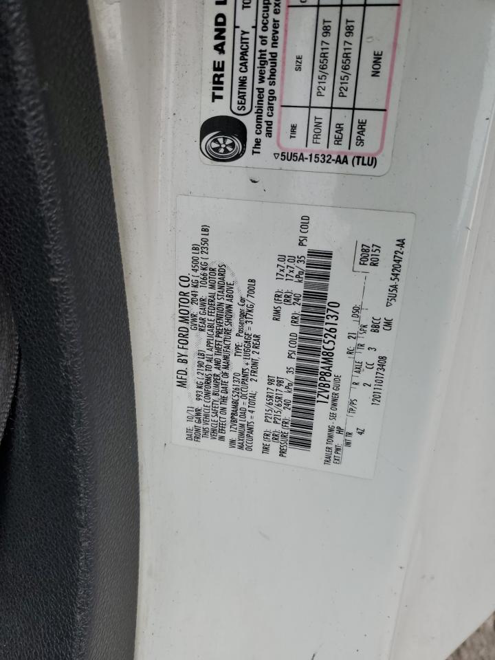 2012 Ford Mustang VIN: 1ZVBP8AM8C5261370 Lot: 92425855