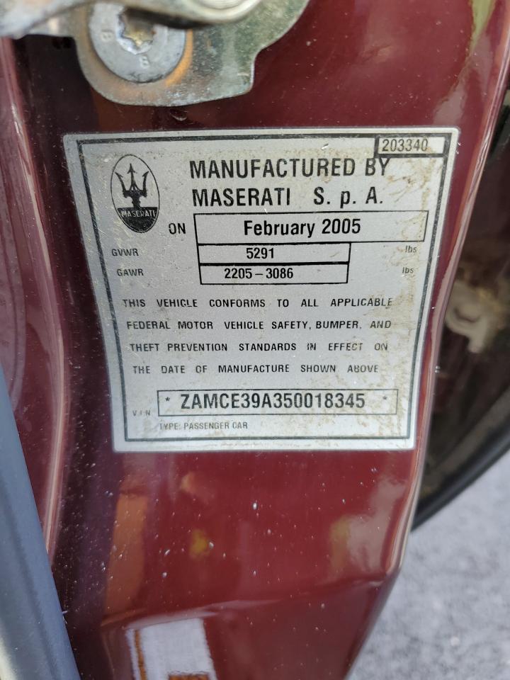 2005 Maserati Quattroporte M139 VIN: ZAMCE39A350018345 Lot: 90757765