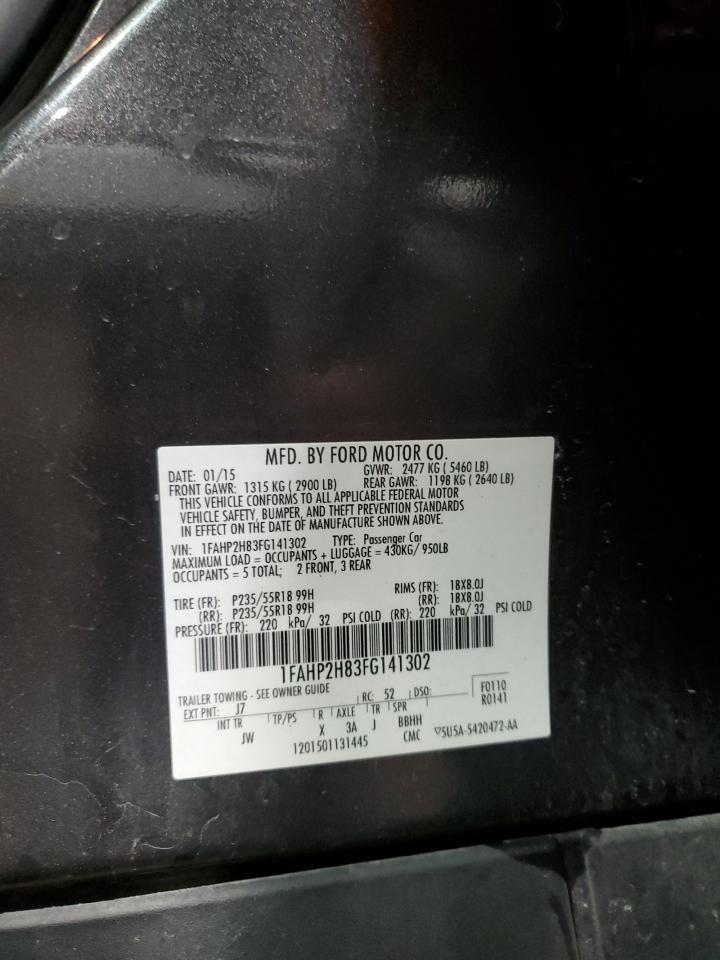 2015 Ford Taurus Sel VIN: 1FAHP2H83FG141302 Lot: 92717275