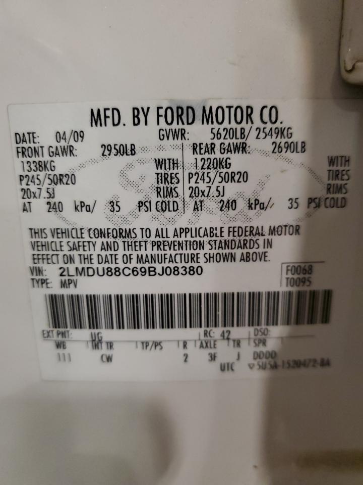 2009 Lincoln Mkx VIN: 2LMDU88C69BJ08380 Lot: 91588015