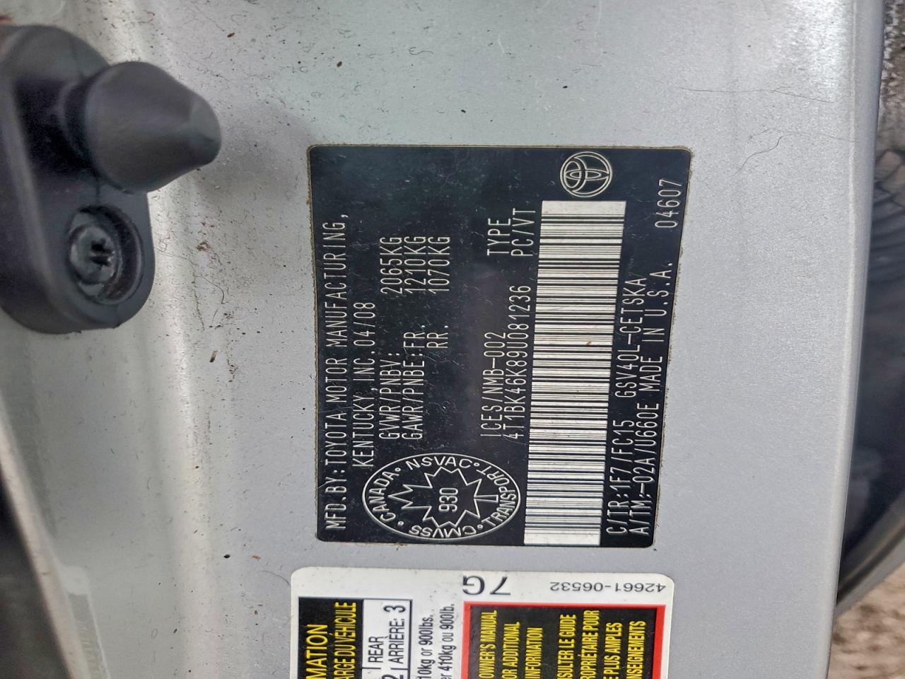 2009 Toyota Camry Se VIN: 4T1BK46K89U081236 Lot: 93527175