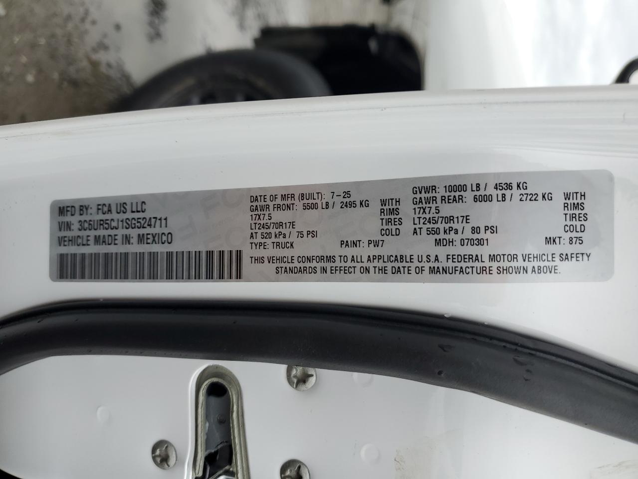 2025 Ram 2500 Tradesman VIN: 3C6UR5CJ1SG524711 Lot: 91142325